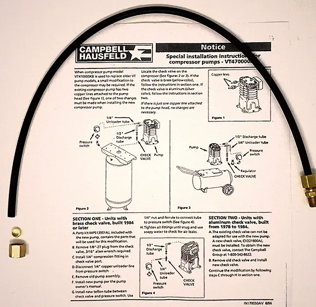 MP513901SJ CAMPBELL HAUSFELD CHECK VALVE TUBE KIT
